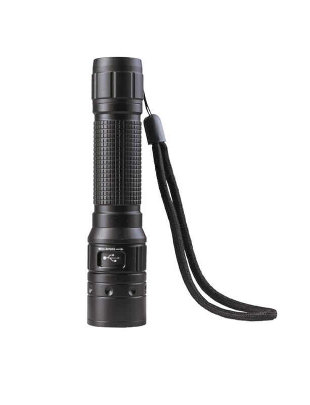 Tactical Light - Taschenlampe, LED, USB-Lader, mit Etui