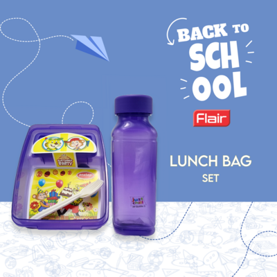 Purple Pladtic Launch Box and Water Bottle