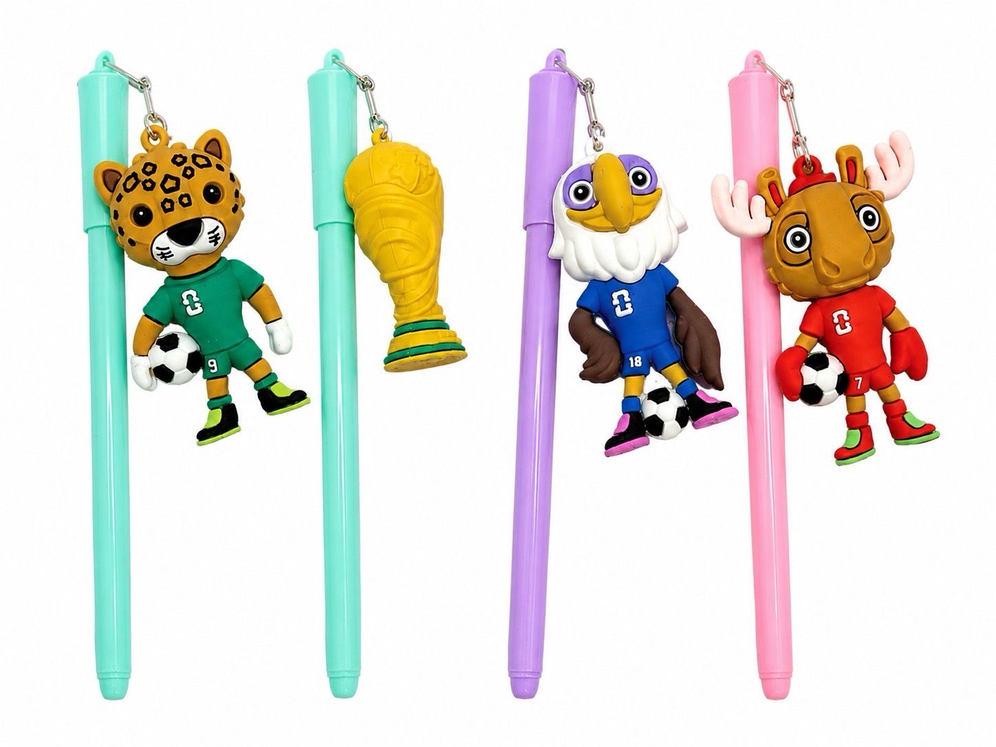 World cup Football Mascot Gel Pen Keychain – Collectible Soccer Character Pen