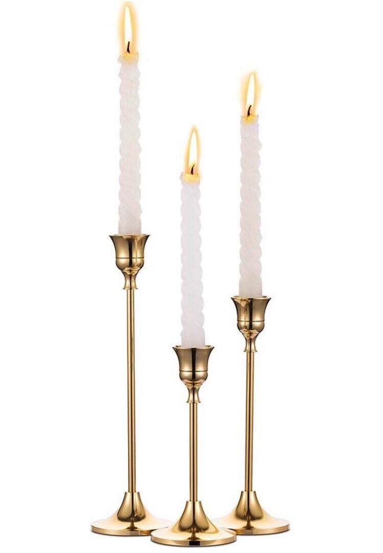 3er Set Kerzenhalter Gold antik