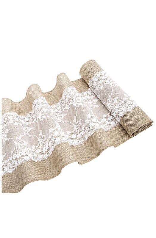 Tischläufer Jute mit Spitze