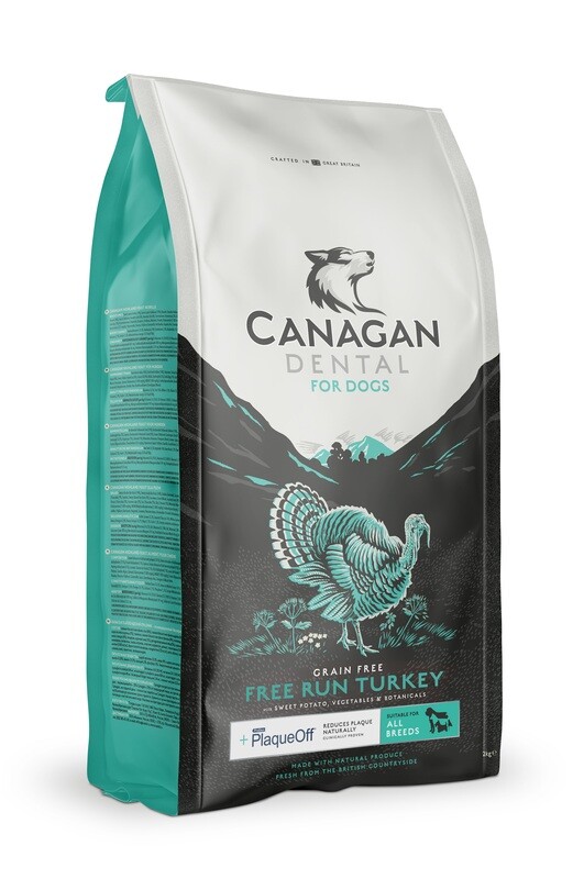 CANAGAN SMALL BREED FREE-RUN TURKEY DENTAL FOR ALL DOGS with Proden PlaqueOff  FOR ALL LIFESTAGES