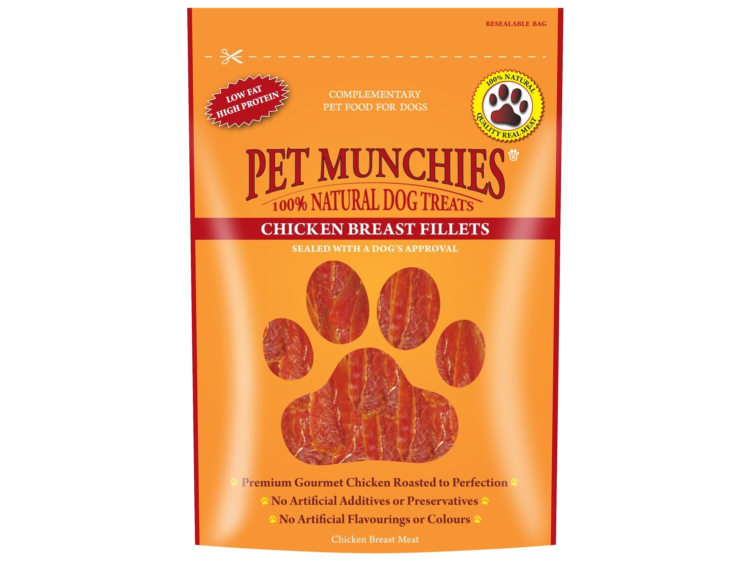 PET MUNCHIES CHICKEN BREAST FILLETS 100G