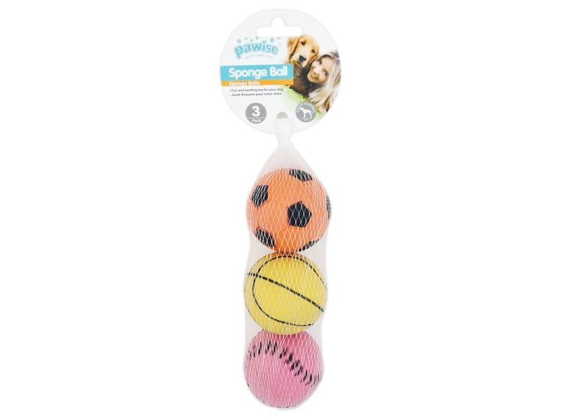 PAWISE SPONGE BALL 6CM 3PK