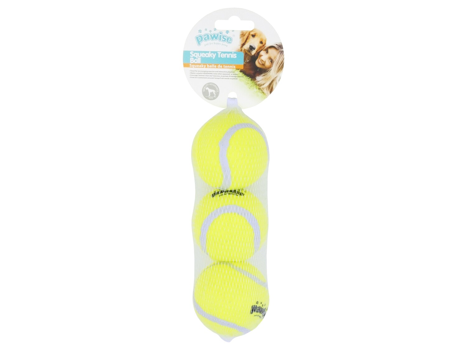 PAWISE SQUEAKY TENNIS BALL 6CM 3PK