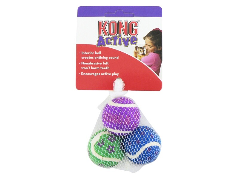 KONG CAT TENNIS BALLS WITH BELLS 3PK