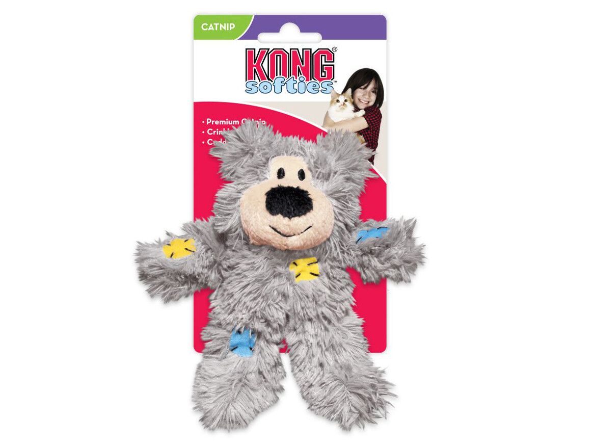 KONG CAT SOFTIES PATCHWORK BEAR 18.5CM (COLOURS MAY VARY)