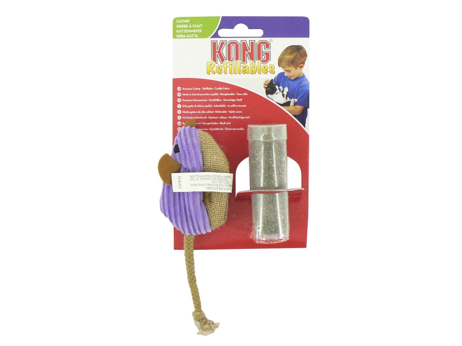 KONG CATNIP CORDUROY MOUSE CAT TOY 16CM