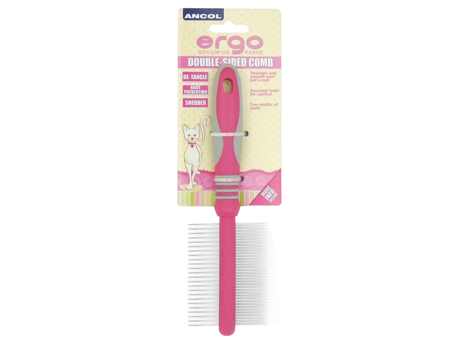 ANCOL ERGO CAT DOUBLE SIDED COMB FINE/MED