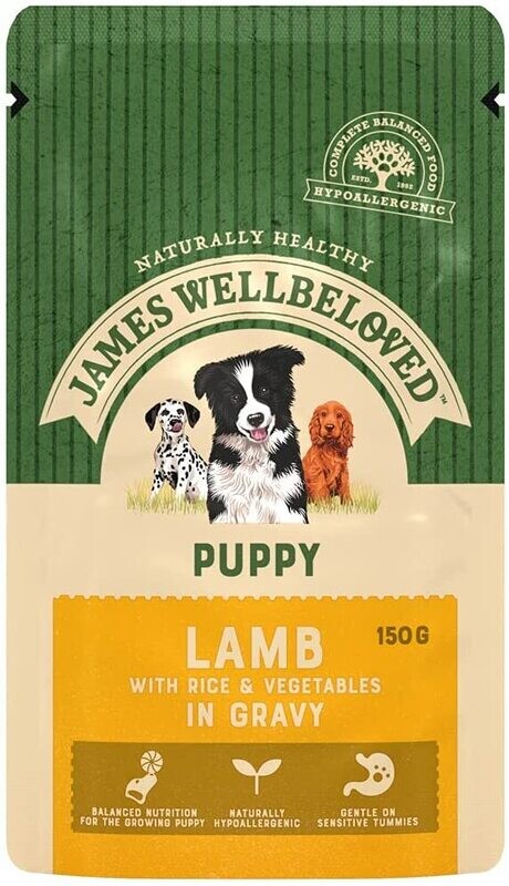 JAMES WELLBELOVED PUPPY / JUNIOR LAMB IN GRAVY WET DOG FOOD POUCH