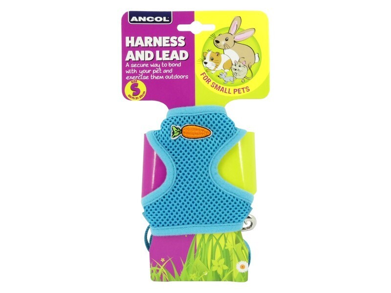 ANCOL SMALL ANIMAL MESH HARNESS&amp;LEAD SML TEAL