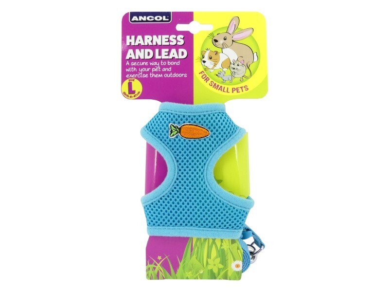 ANCOL SMALL ANIMAL MESH HARNESS&amp;LEAD LRG TEAL