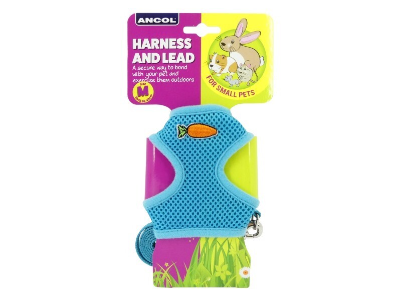 ANCOL SMALL ANIMAL MESH HARNESS&amp;LEAD MED TEAL