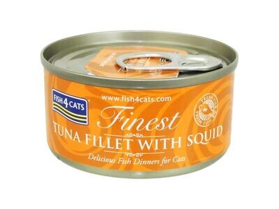 FISH 4 CATS TUNA &amp; SQUID 70G CAT FOOD TIN