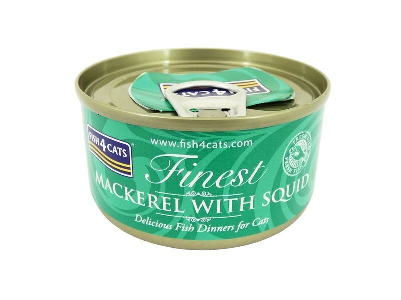 F4C MACKEREL &amp; SQUID 70G CAT FOOD TIN