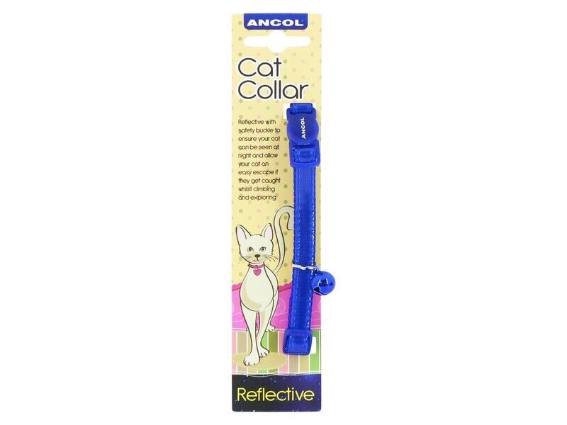 ANCOL GLOSS REFLECTIVE CAT COLLAR BLUE
