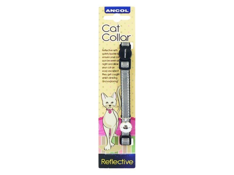 ANCOL GLOSS REFLECTIVE CAT COLLAR SILVER
