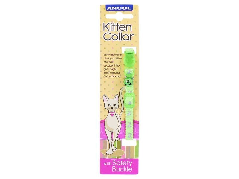 ANCOL HI-VIS SAFETY KITTEN COLLAR GREEN 