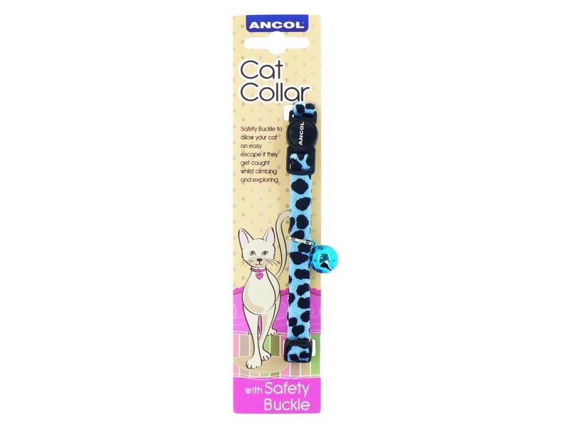ANCOL VELVET LEOPARD PRINT CATCOLLAR TURQUOISE