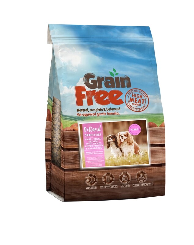 PETLAND Grain Free Adult Dog Small Breed Salmon with Trout, Sweet Potato &amp; Asparagus