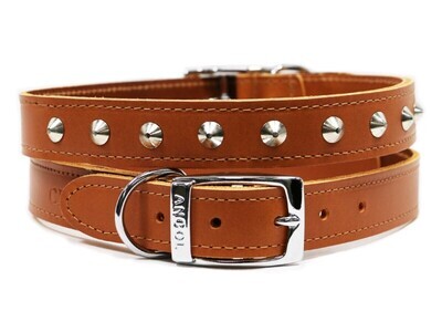 ANCOL SEWN STUDDED COLLAR TAN 14&quot; S2