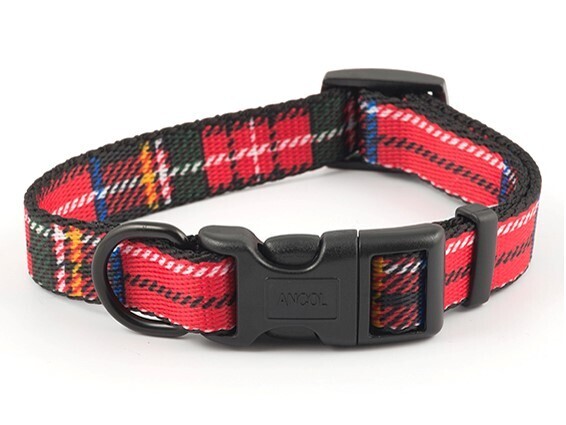 ANCOL TARTAN NYLON ADJ COLLAR RED S1-2