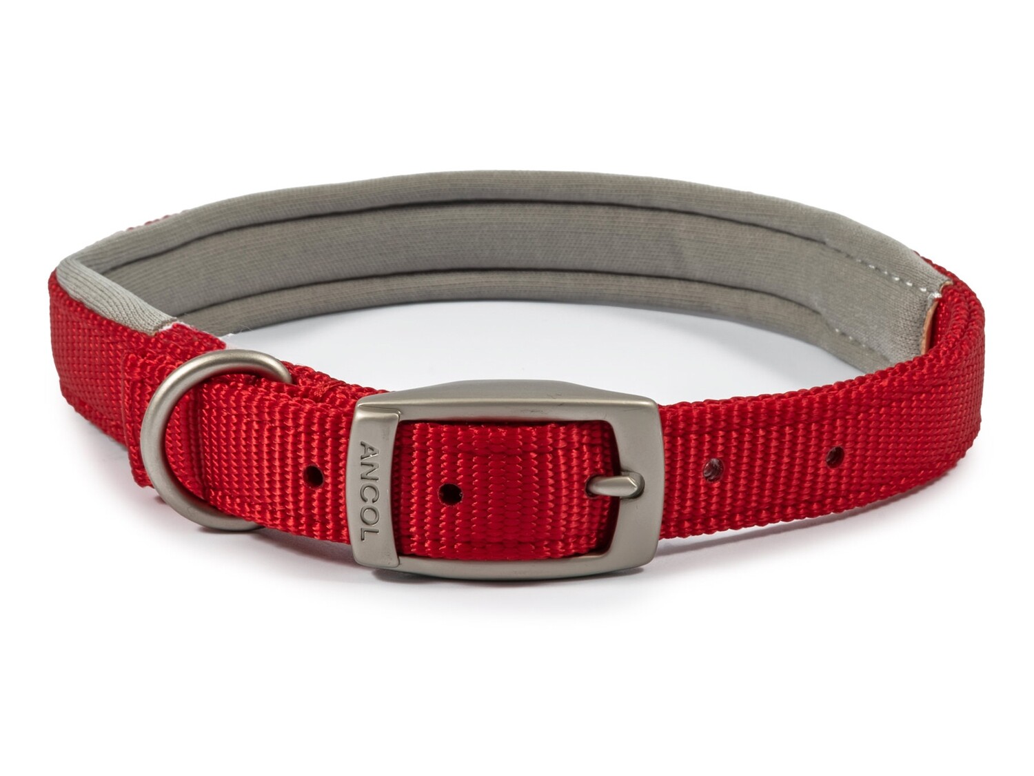 ANCOL VIVA PADDED NYLON COLLAR RED 18&quot; S4, SIZE: 20&quot; S5