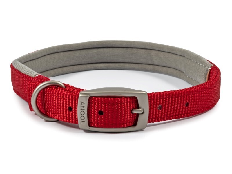 ANCOL VIVA PADDED NYLON COLLAR RED 18&quot; S4