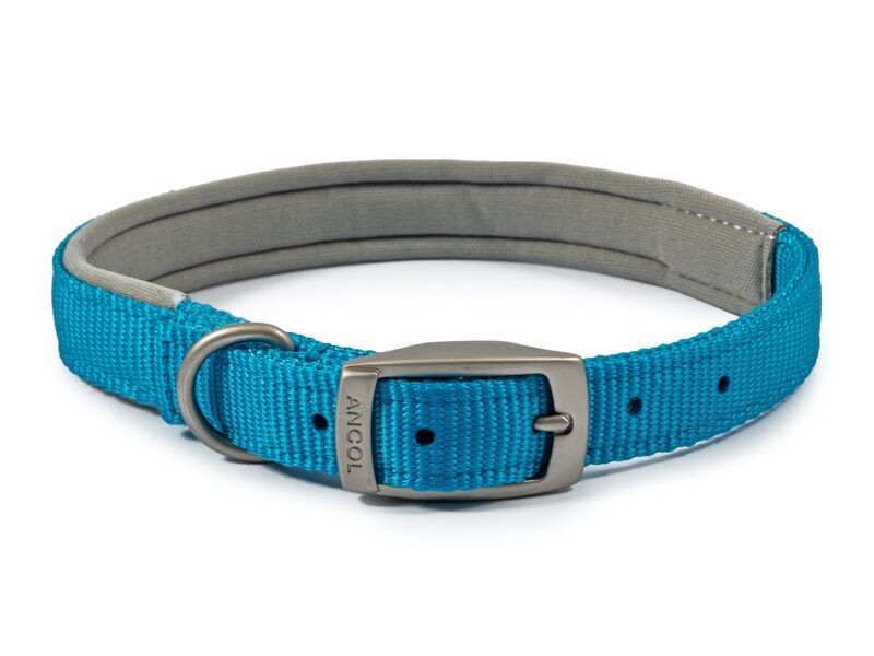 ANCOL VIVA PADDED NYLON COLLAR BLUE 18&quot;S4