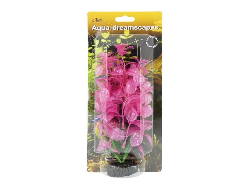 CHEEKO PINK/WHITE SM LEAF PLASTIC PLANT 8&quot; 20CM