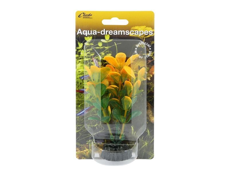 CHEEKO FLAME VARI SM LEAF PLASTIC PLANT 4&quot; 10CM