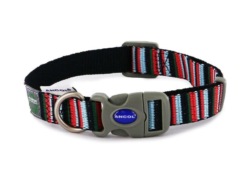 ANCOL NAVY CANDY STRIPE ADJ COLLAR SIZE 1-2