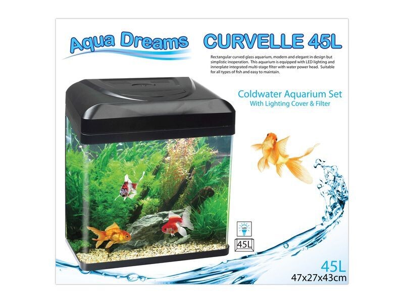 AQUA DREAMS CURVELLE C/WATER 45LT BLACK AQUARIUM ( Not Available For Delivery)