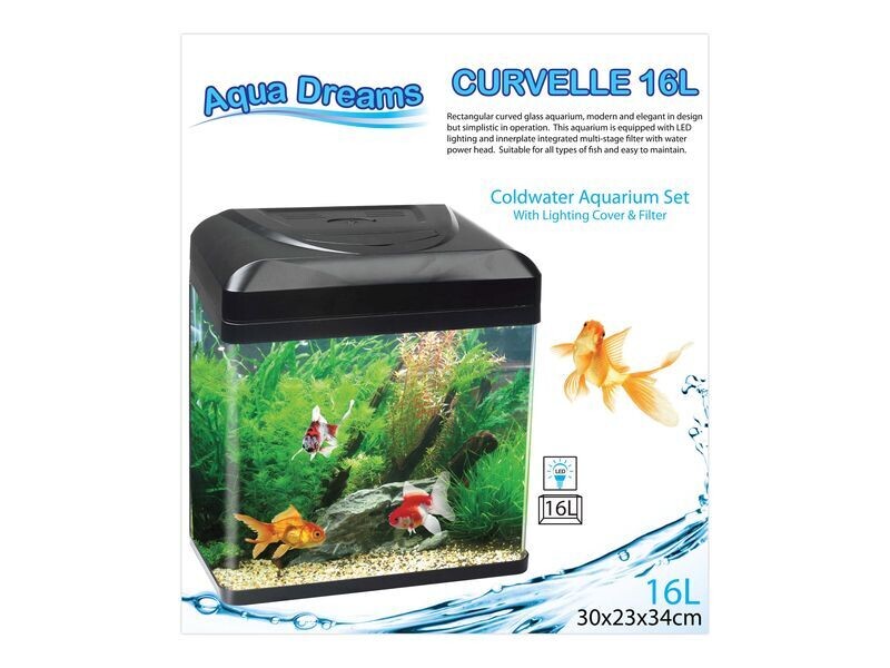 ADS CURVELLE C/WATER 16LT BLACK AQUARIUM ( Not Available For Delivery)