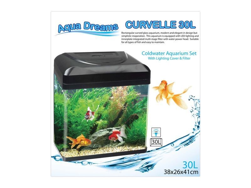 ADS CURVELLE C/WATER 30LT BLACK AQUARIUM ( Not Available For Delivery)