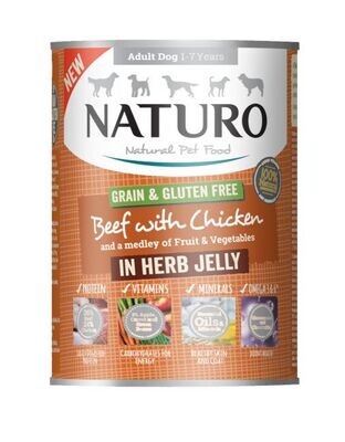 NATURO Adult Dog Grain &amp; Gluten Free Beef with Chicken in a Herb Jelly 390g