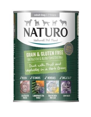 NATURO Adult Dog Grain &amp; Gluten Free Duck in a Herb Gravy 390g
