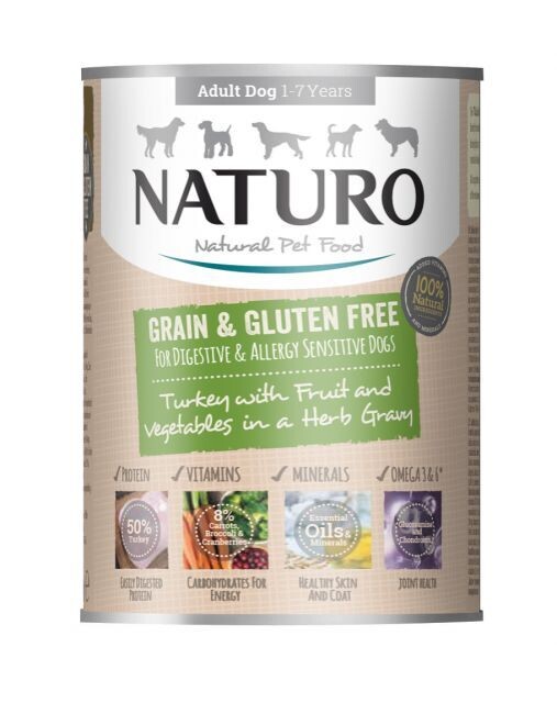 NATURO Adult Dog Grain &amp; Gluten Free Turkey in a Herb Gravy 390g