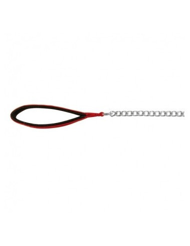 TRIXIE Chain Leash with Nylon Hand Loop M-L, COLOUR: RED