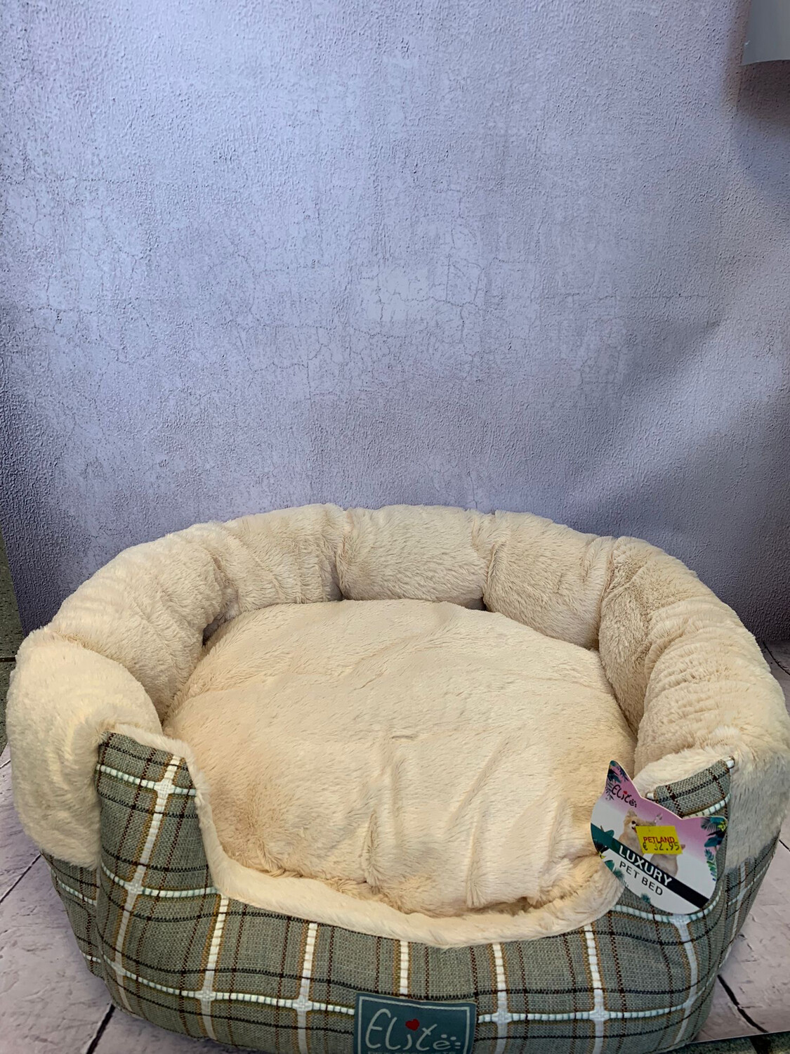 Elite Products Plush Bed Beige