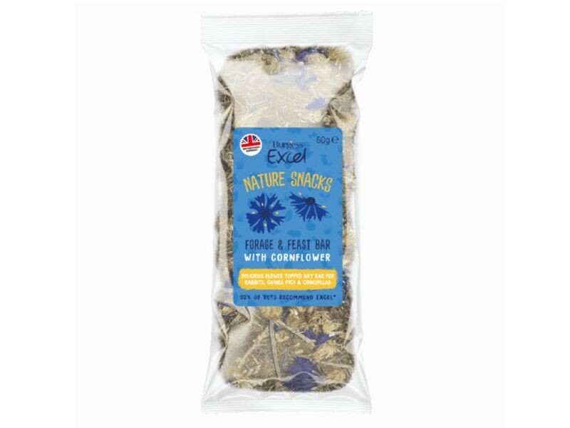 EXCEL FORAGE &amp; FEAST BAR CORNFLOWER 60G