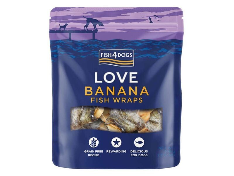 F4D LOVE BANANA FISH WRAPS Dog Treats100G