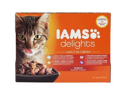 IAMS CAT DELIGHTS LAND&amp;SEA JELLY 12PK85G