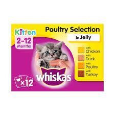 WHISKAS® Kitten 2-12 Months Poultry Feasts in Jelly Wet Kitten Food Pouches 12 x 85g