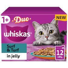 WHISKAS® Duo Surf &amp; Turf in Jelly 1+ Adult Wet Cat Food Pouches 12 x 85g