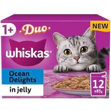 WHISKAS® DUO Ocean Delights in Jelly 1+ Adult Wet Cat Food Pouches 12 x 85g