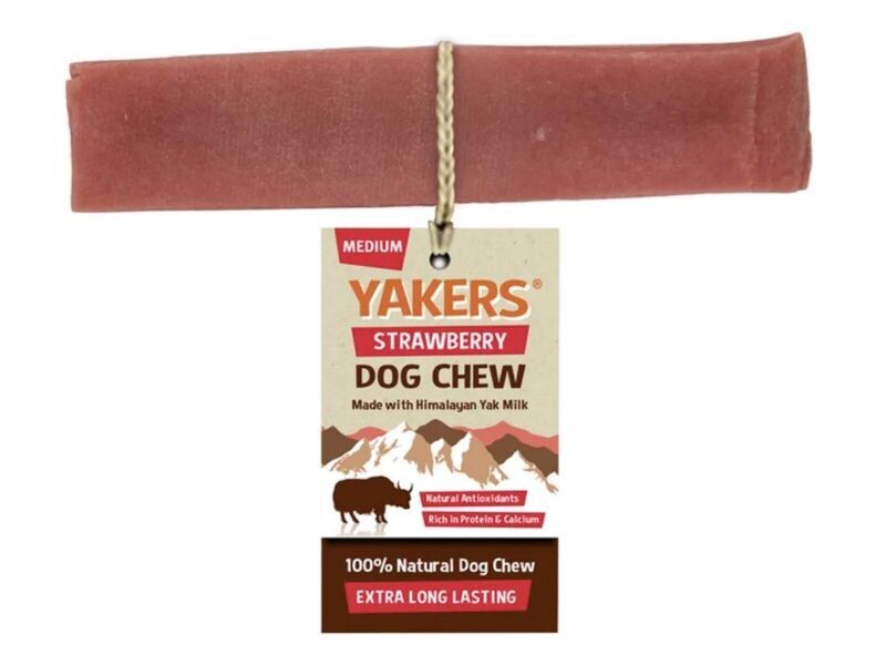 YAKERS STRAWBERRY DOG CHEW MEDIUM