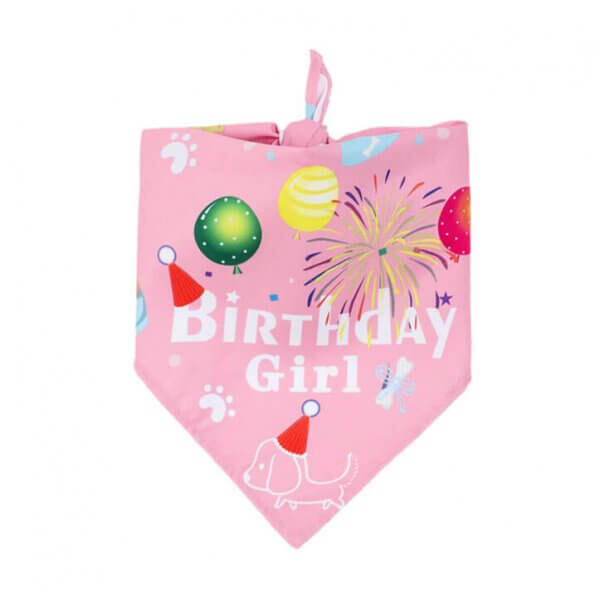 Pink Birthday Girl Dog Bandana