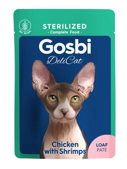 Gosbi Delicat with chicken &amp; shrimp loaf - Complete diet for sterilized cats 70g