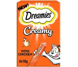 DREAMIES Creamy Cat Treats with Chicken, 4x10g